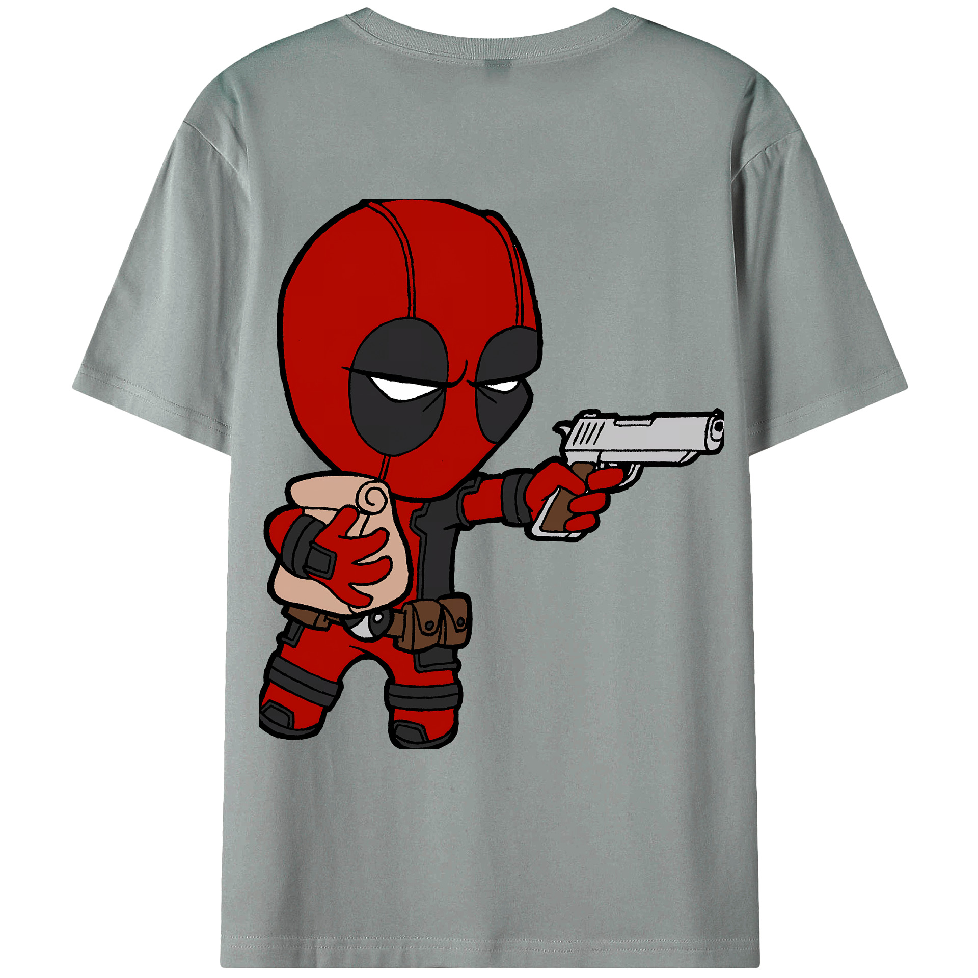 （画像用） Deadpool デッドプール 綿100％ メンズ半袖Tシャツ（バックプリント） 通気性